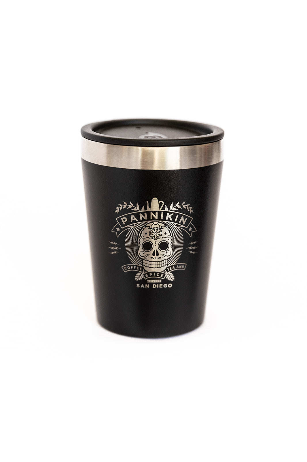 Pannikin Insulated Travel Mug, Calavera, Black- 10oz