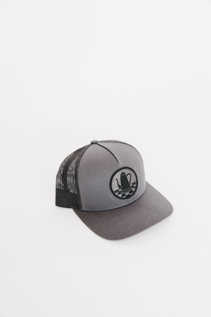Blacked-Out Traditional Logo Snapback Trucker Hat (Gray)